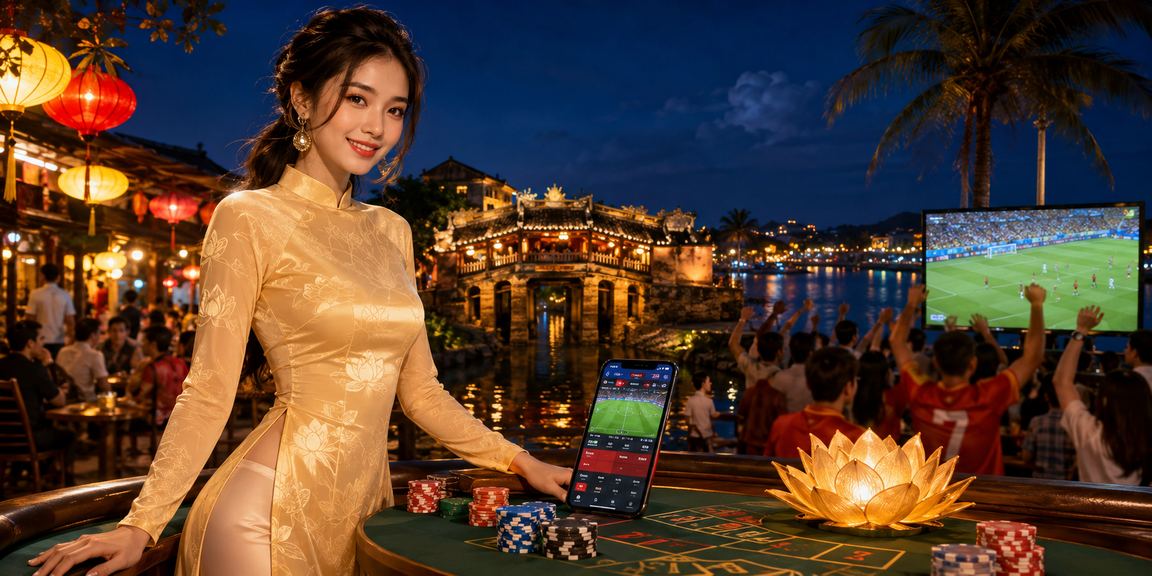 Người dùng tại Hội An mặc áo dài và trải nghiệm cá cược trực tuyến trên điện thoại